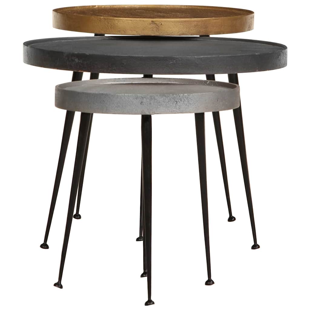 Mesas de centro 3 pcs derivados de madeira multicor