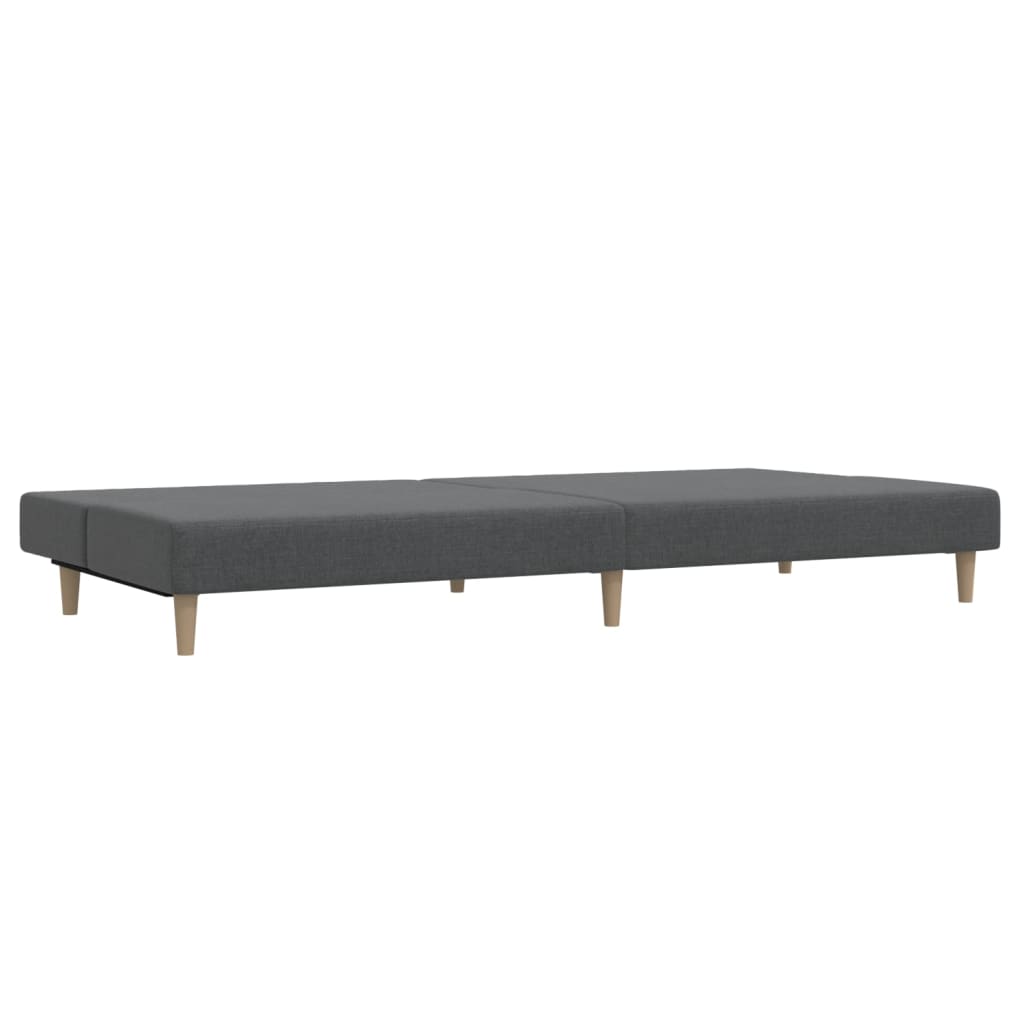 Sofá-cama de 2 lugares tecido cinzento-claro