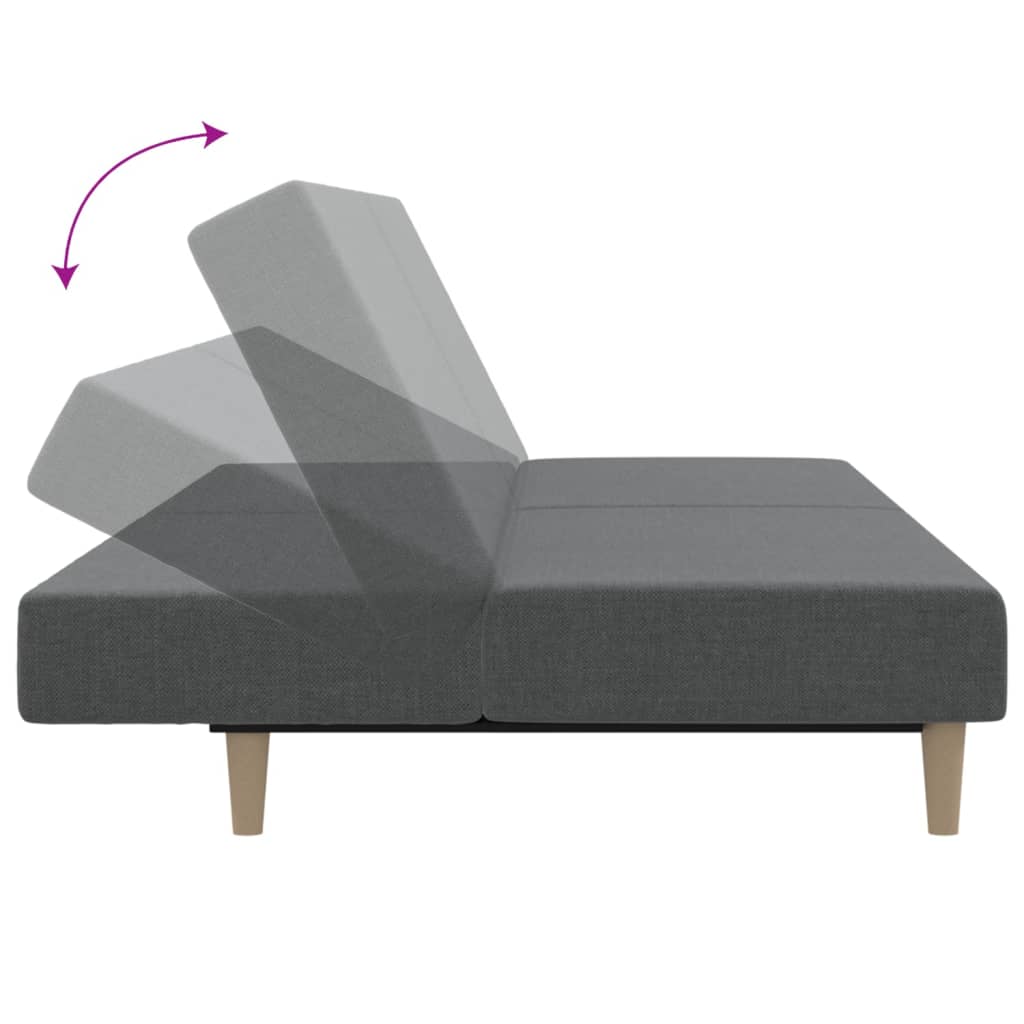 Sofá-cama de 2 lugares tecido cinzento-claro