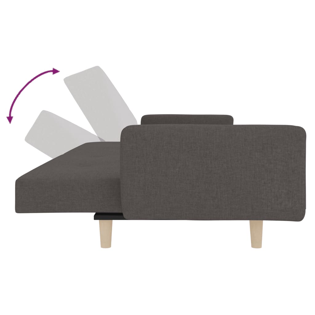 Sofá-cama 2 lugares com duas almofadas tecido cinzento-escuro