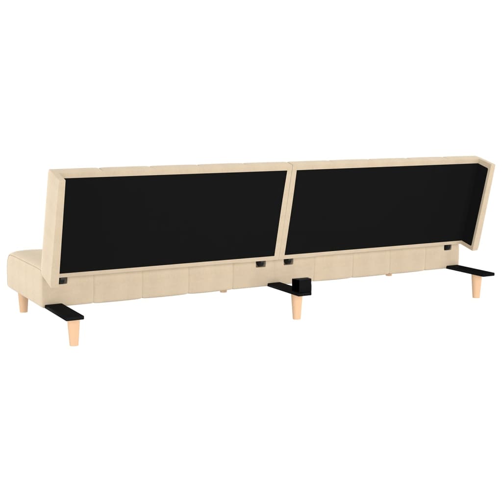 Sofá-cama de 2 lugares tecido cor creme