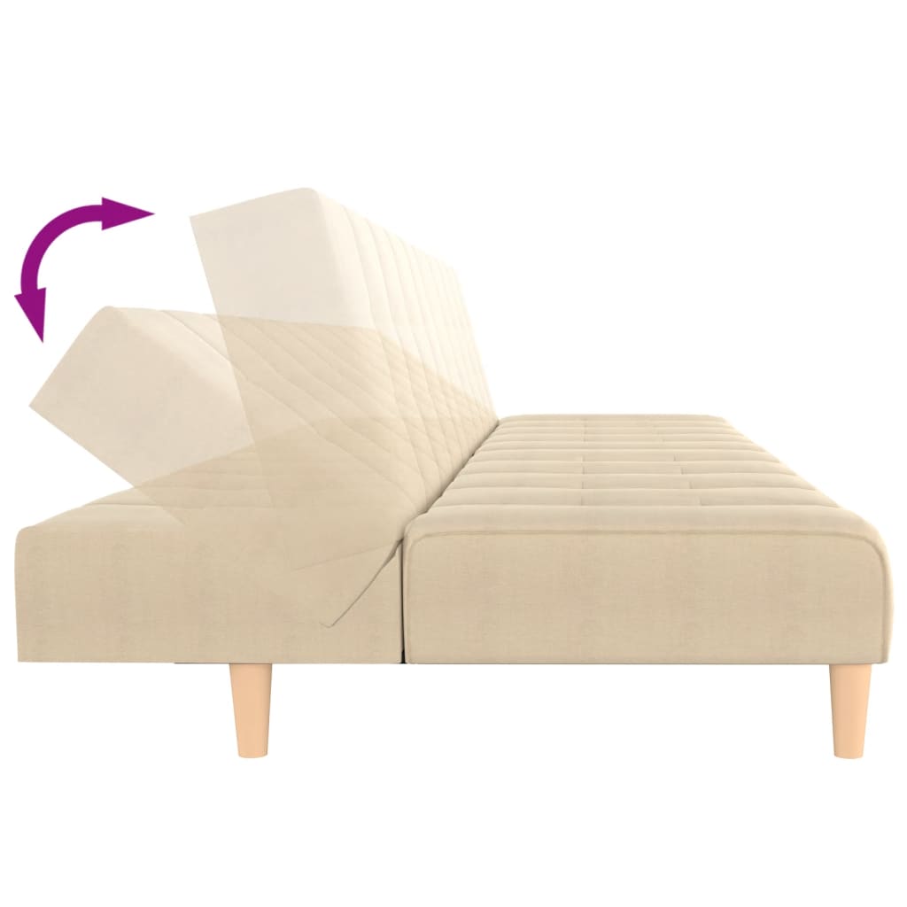 Sofá-cama de 2 lugares tecido cor creme