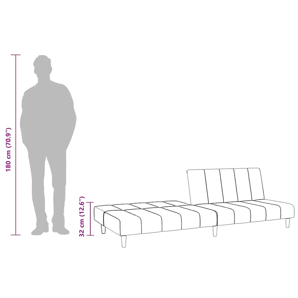 Sofá-cama de 2 lugares veludo amarelo