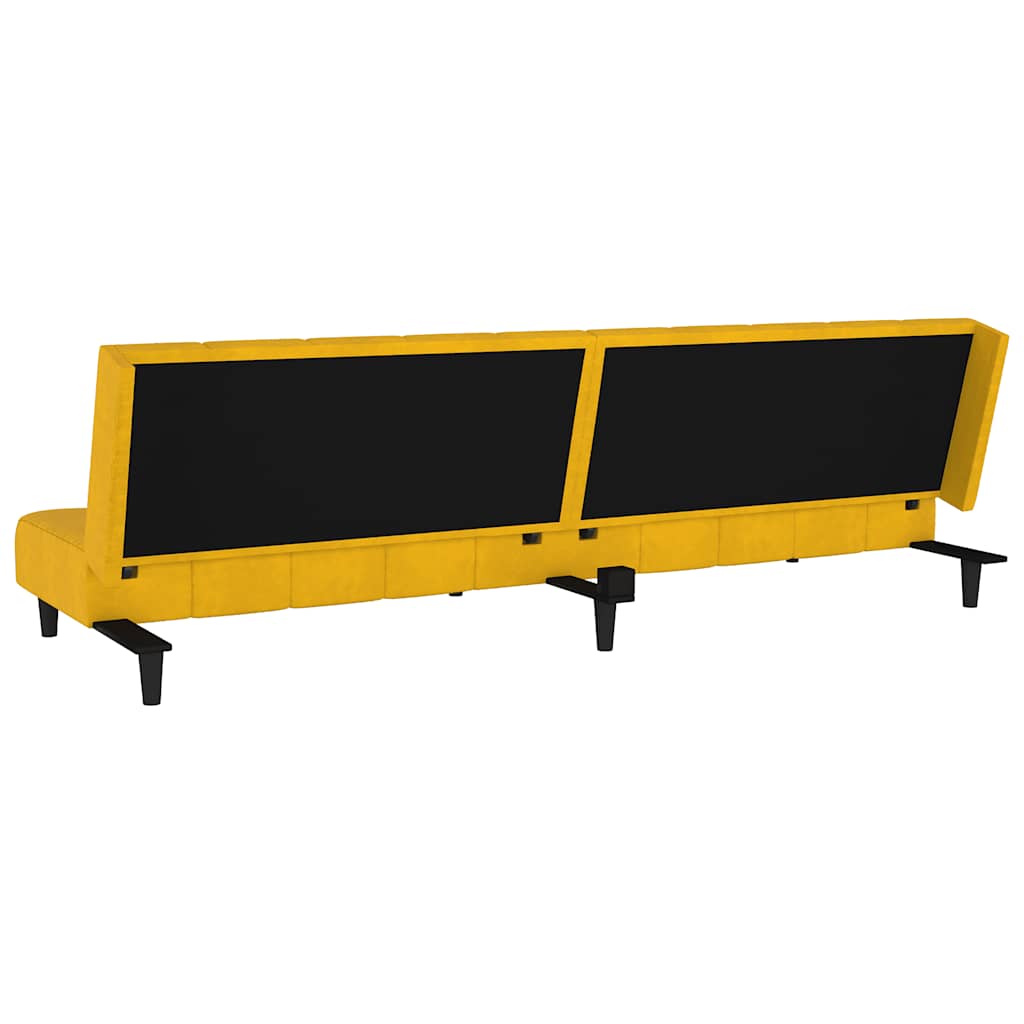 Sofá-cama de 2 lugares veludo amarelo