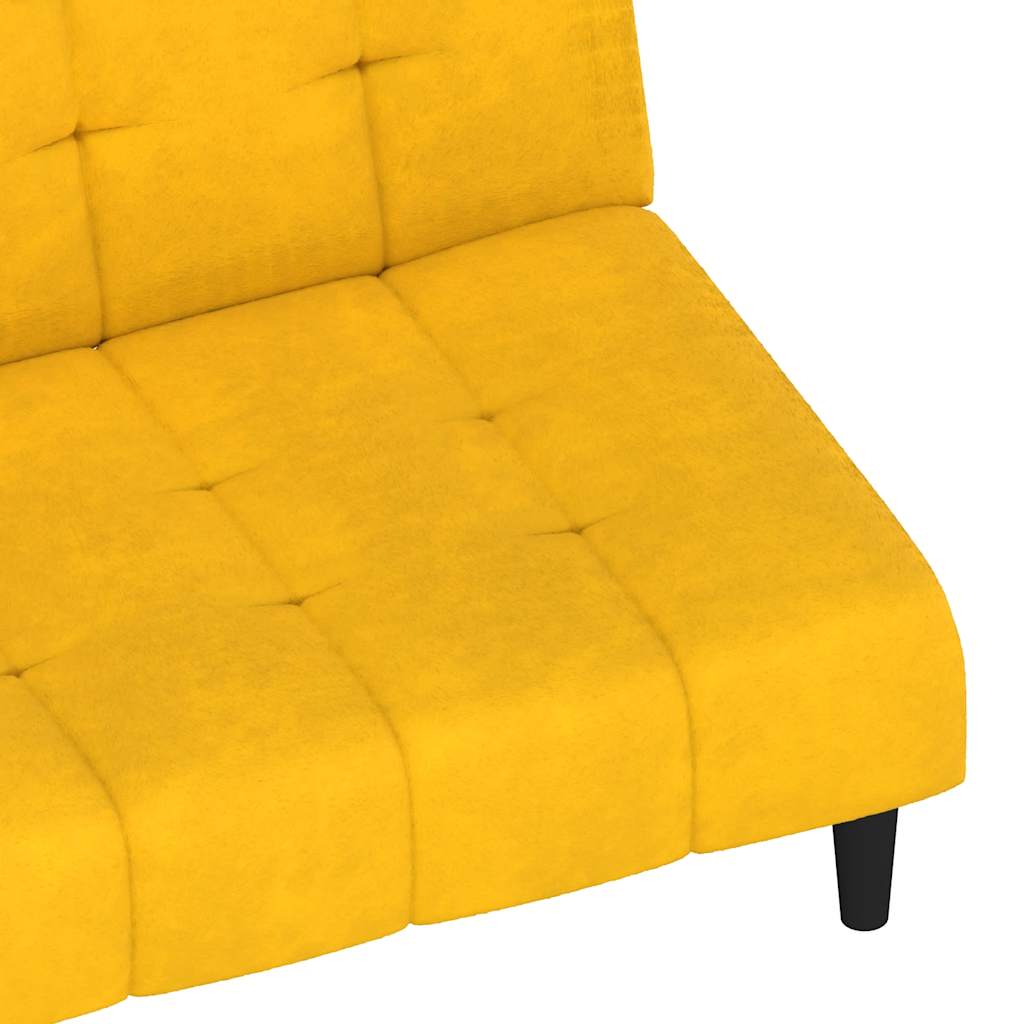 Sofá-cama de 2 lugares veludo amarelo