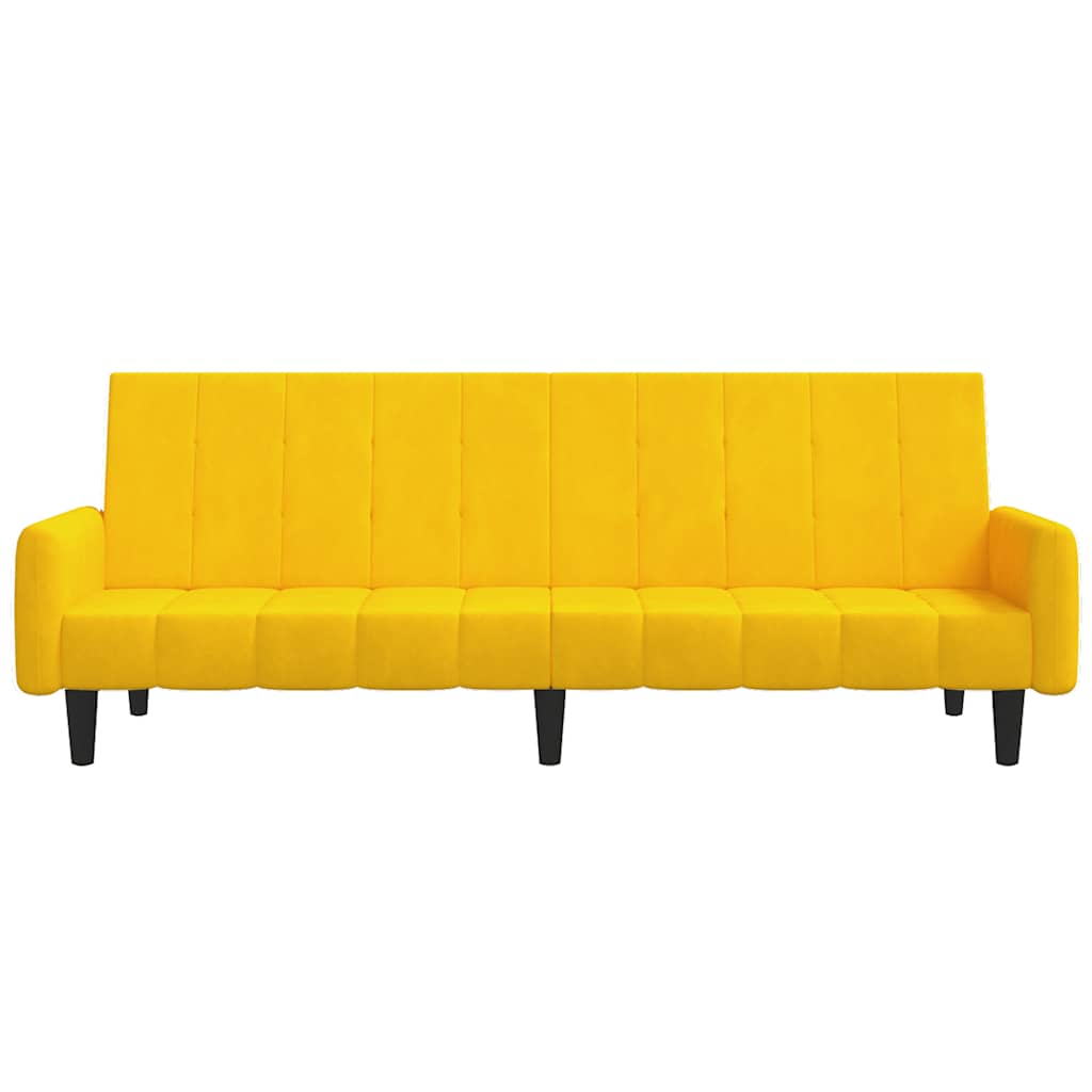 Sofá-cama de 2 lugares veludo amarelo