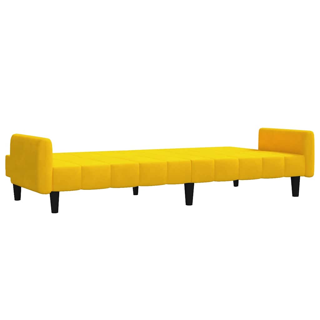 Sofá-cama de 2 lugares veludo amarelo
