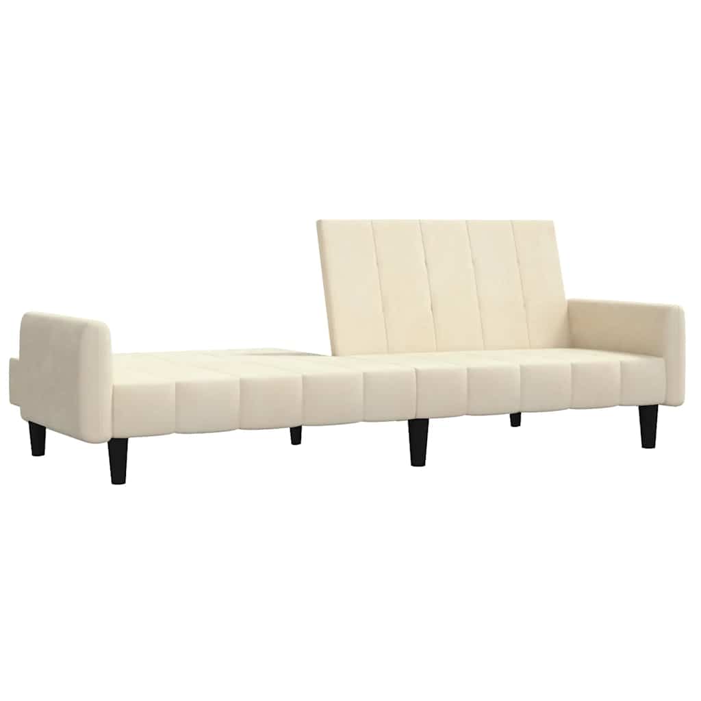 Sofá-cama de 2 lugares veludo cor creme