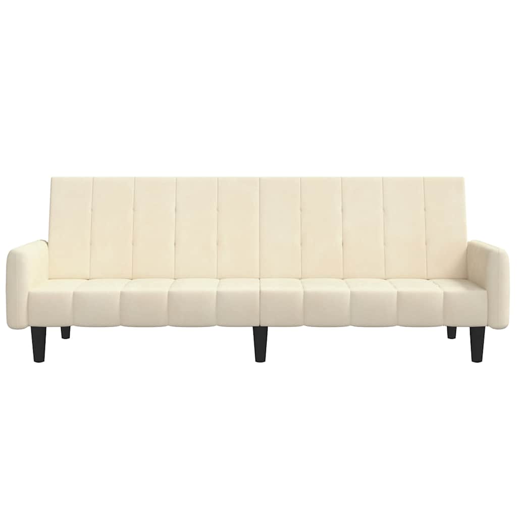 Sofá-cama de 2 lugares veludo cor creme