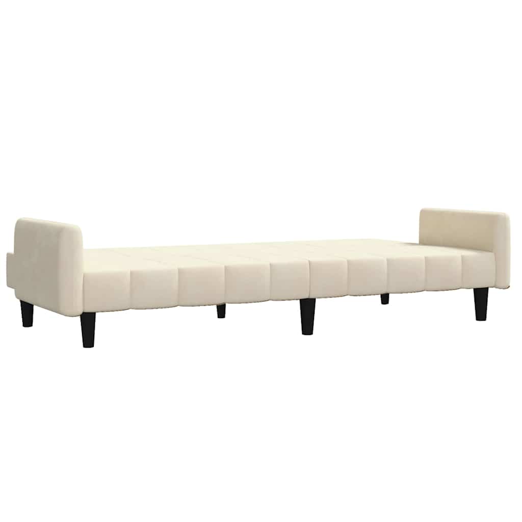 Sofá-cama de 2 lugares veludo cor creme