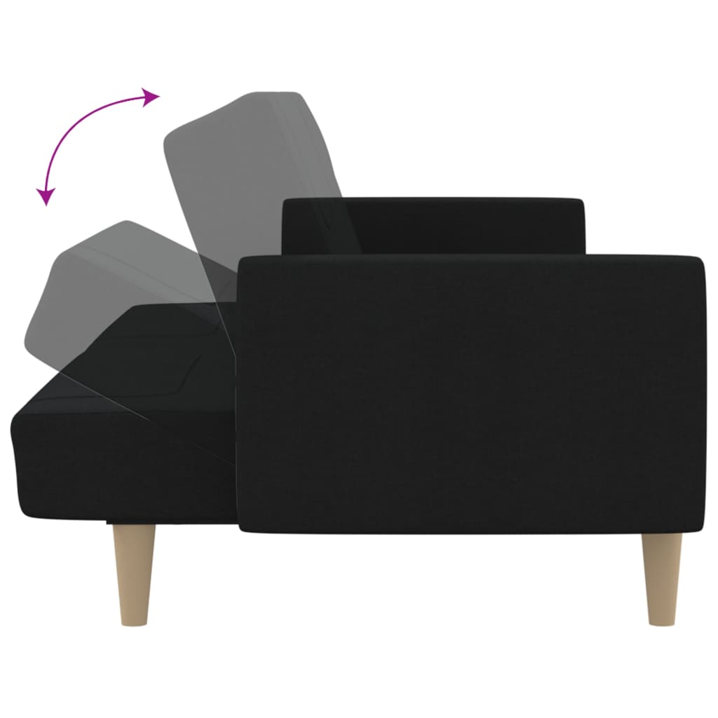 Sofá-cama de 2 lugares tecido preto