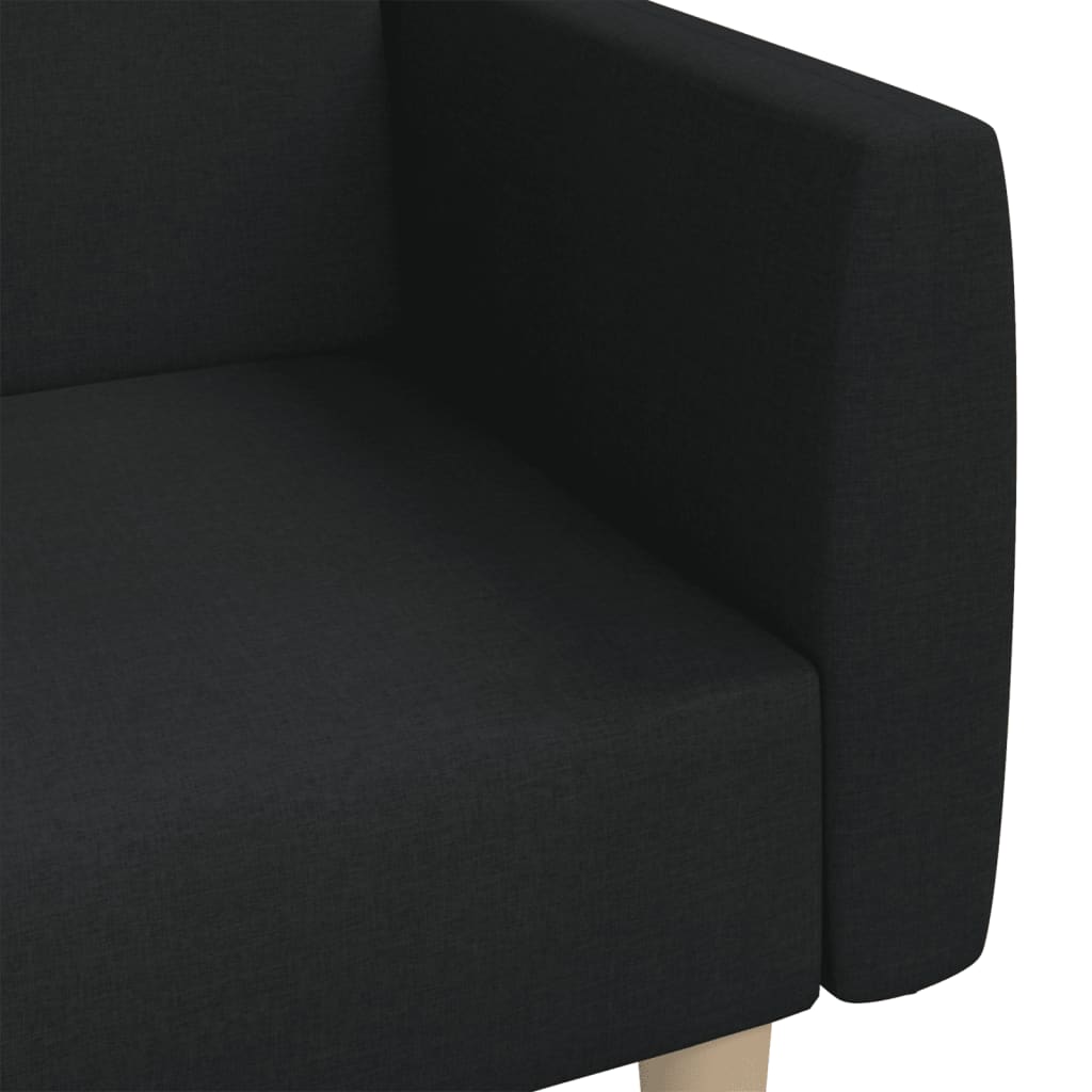 Sofá-cama de 2 lugares tecido preto