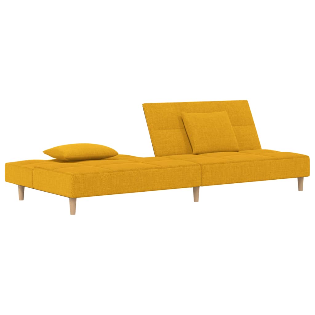 Sofá-cama 2 lugares com duas almofadas tecido amarelo