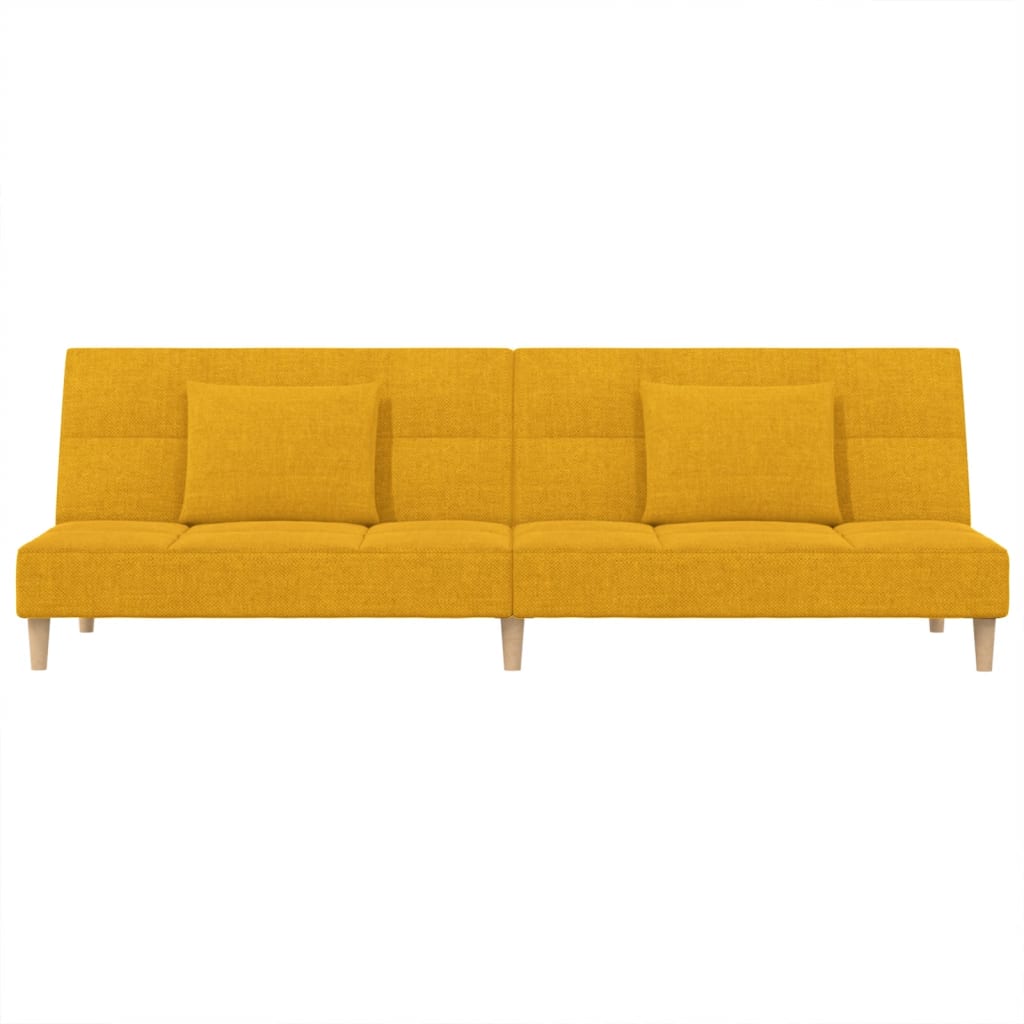 Sofá-cama 2 lugares com duas almofadas tecido amarelo