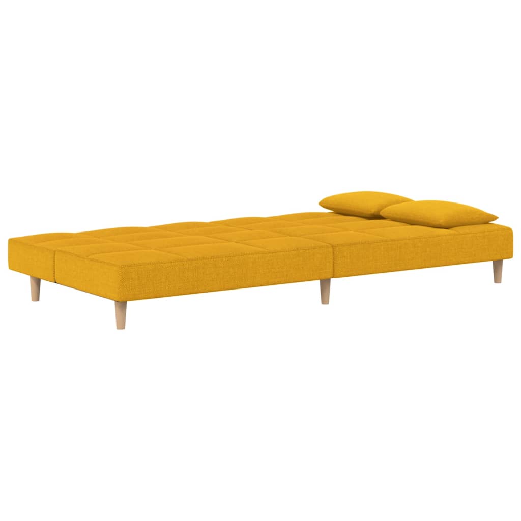 Sofá-cama 2 lugares com duas almofadas tecido amarelo