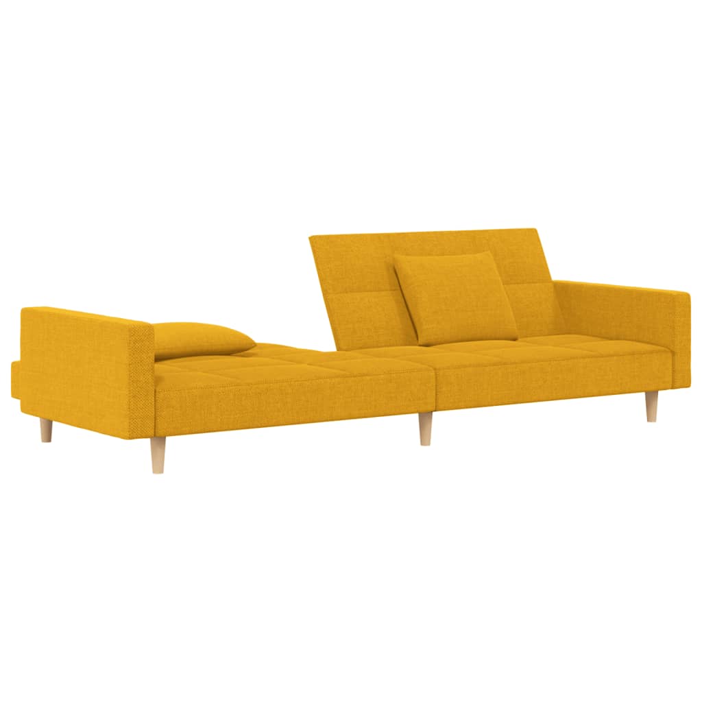 Sofá-cama 2 lugares com duas almofadas tecido amarelo