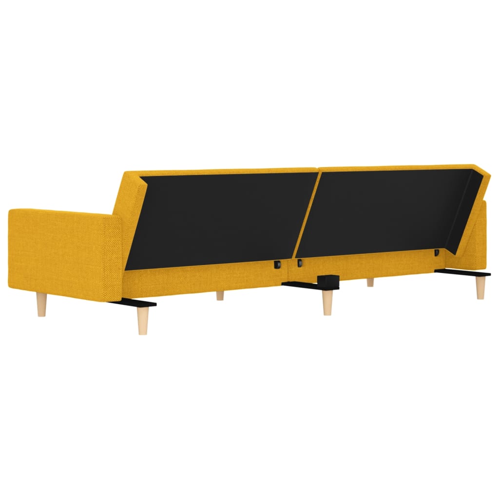 Sofá-cama 2 lugares com duas almofadas tecido amarelo