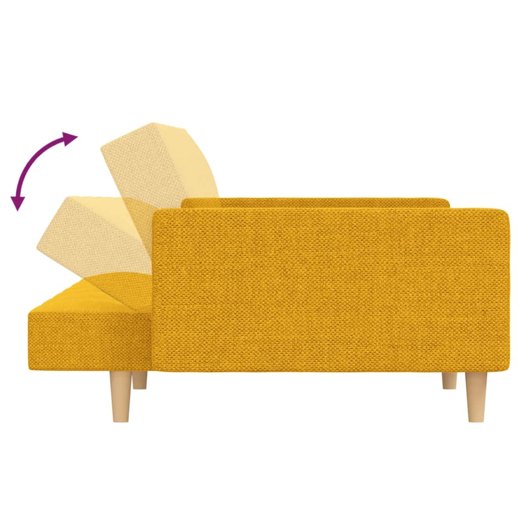 Sofá-cama 2 lugares com duas almofadas tecido amarelo