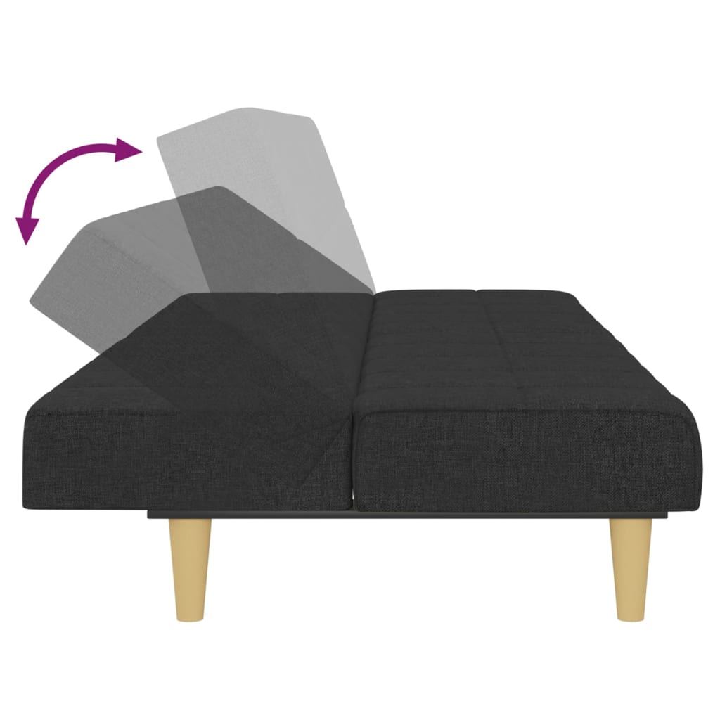 Sofá-cama de 2 lugares tecido preto