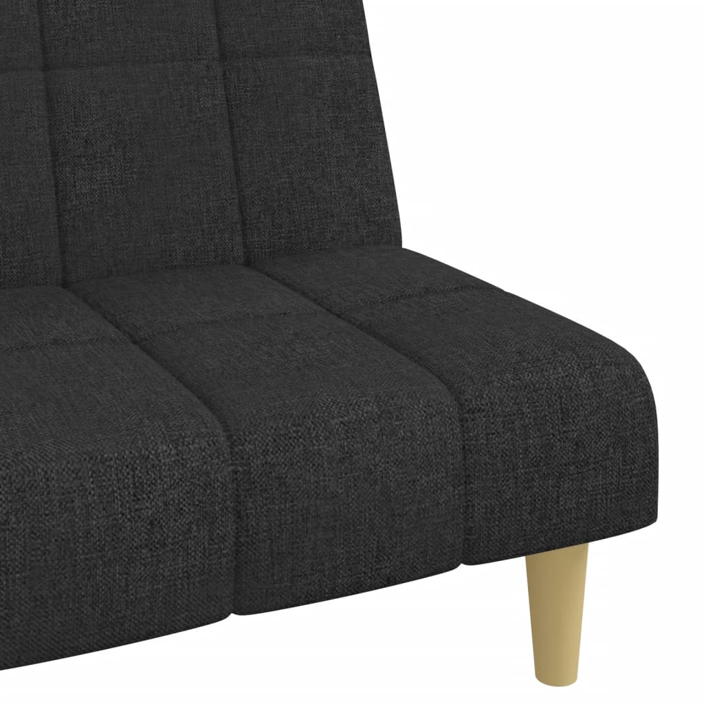 Sofá-cama de 2 lugares tecido preto