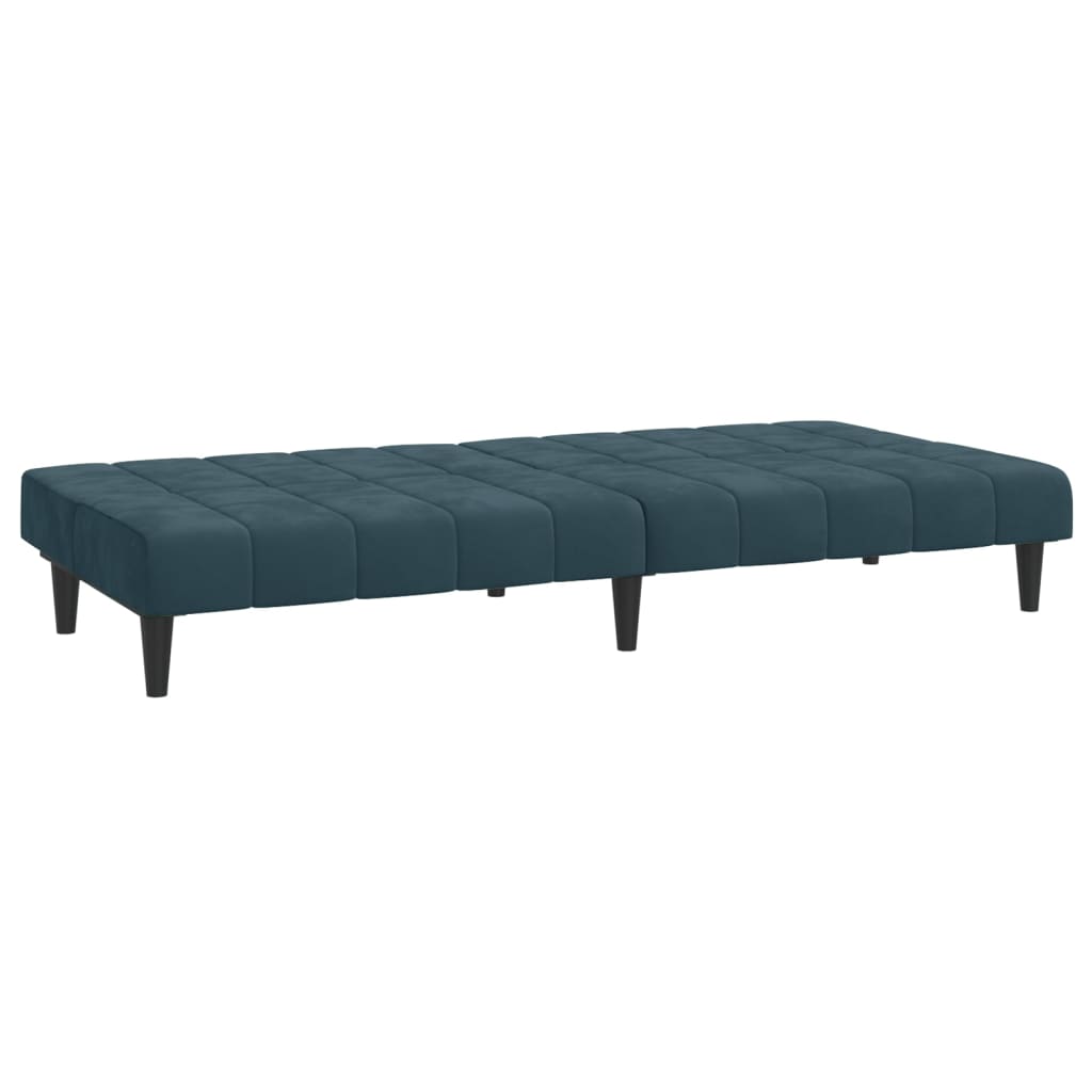 Sofá-cama de 2 lugares veludo azul