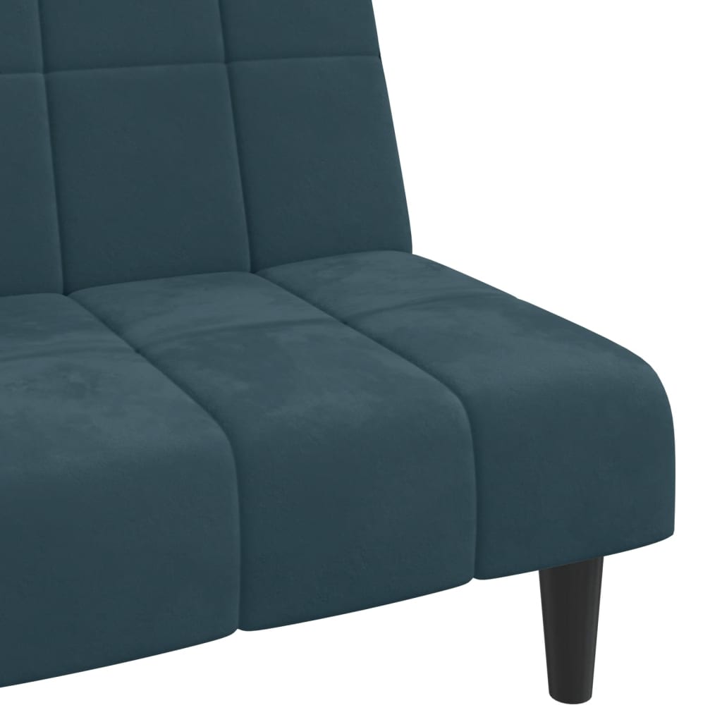 Sofá-cama de 2 lugares veludo azul
