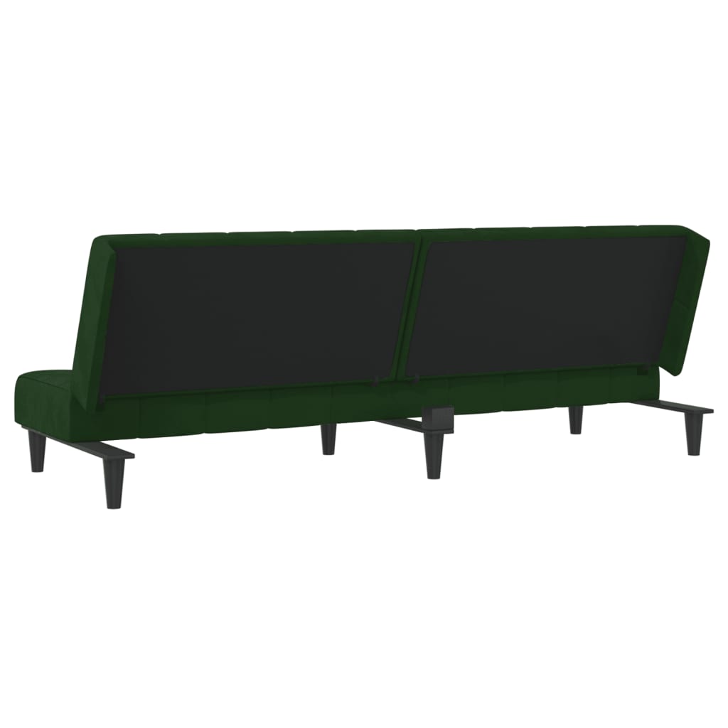 Sofá-cama de 2 lugares veludo verde-escuro