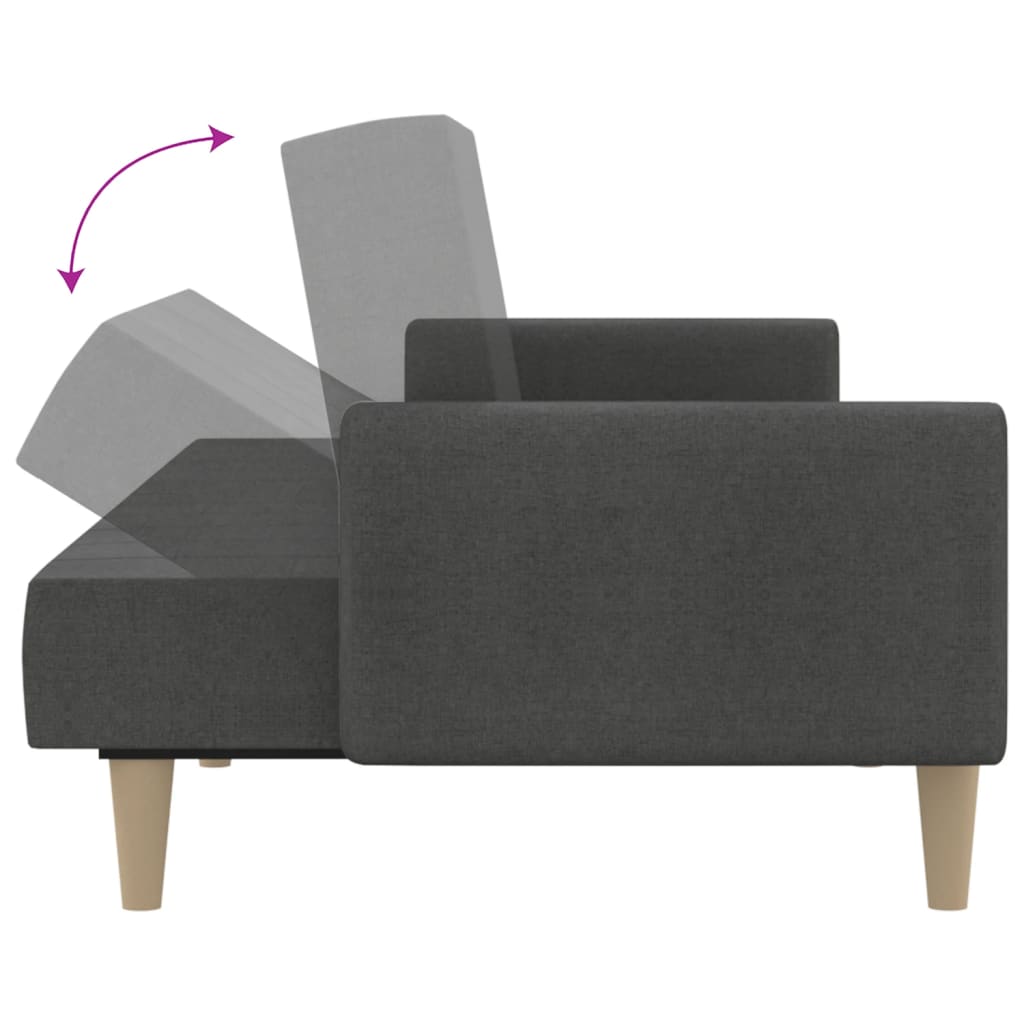 Sofá-cama de 2 lugares tecido cinzento-escuro