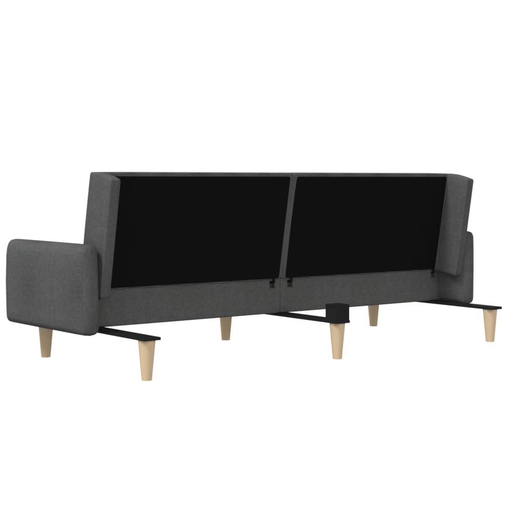 Sofá-cama de 2 lugares tecido cinzento-escuro