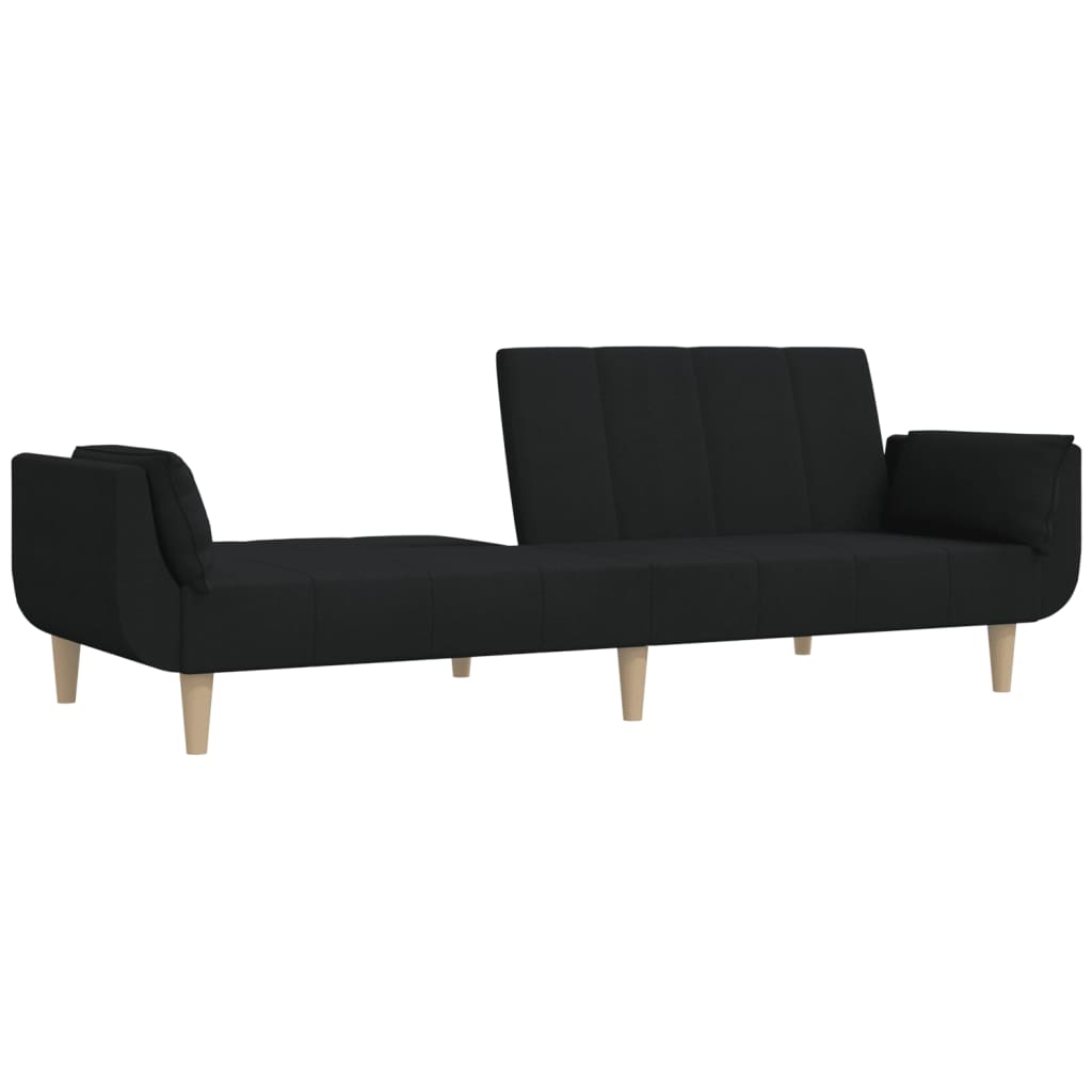 Sofá-cama 2 lugares com duas almofadas tecido preto