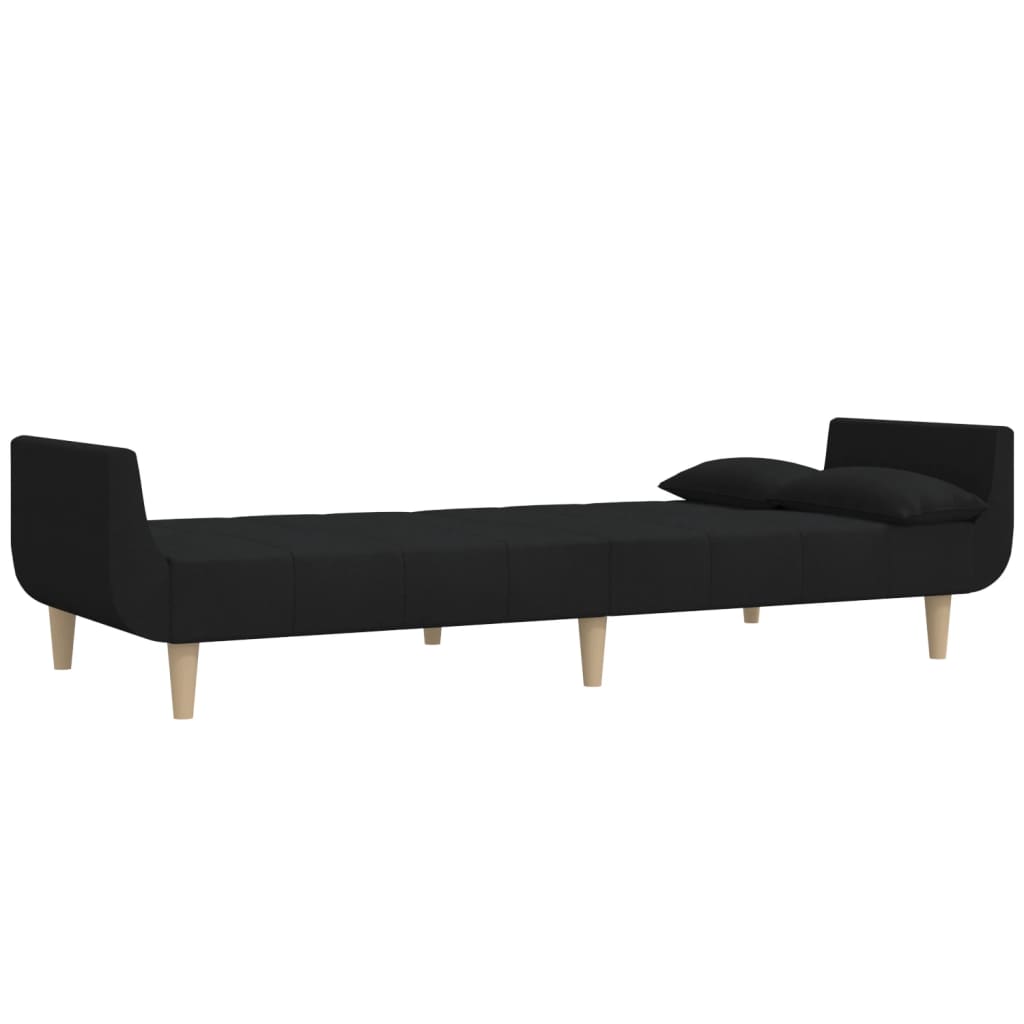 Sofá-cama 2 lugares com duas almofadas tecido preto