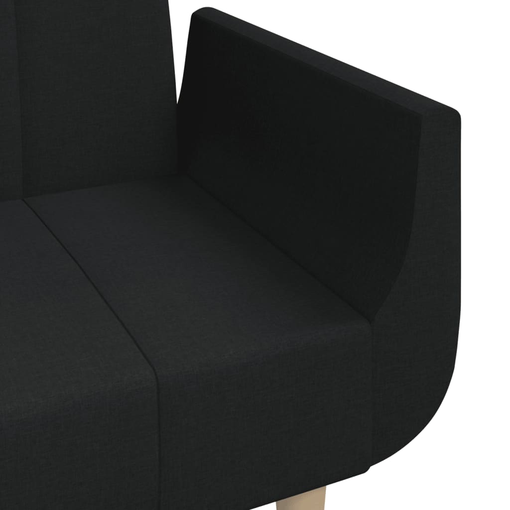 Sofá-cama 2 lugares com duas almofadas tecido preto