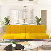 Sofá-cama de 2 lugares veludo amarelo