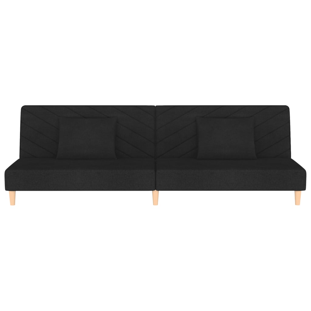 Sofá-cama 2 lugares com duas almofadas tecido preto