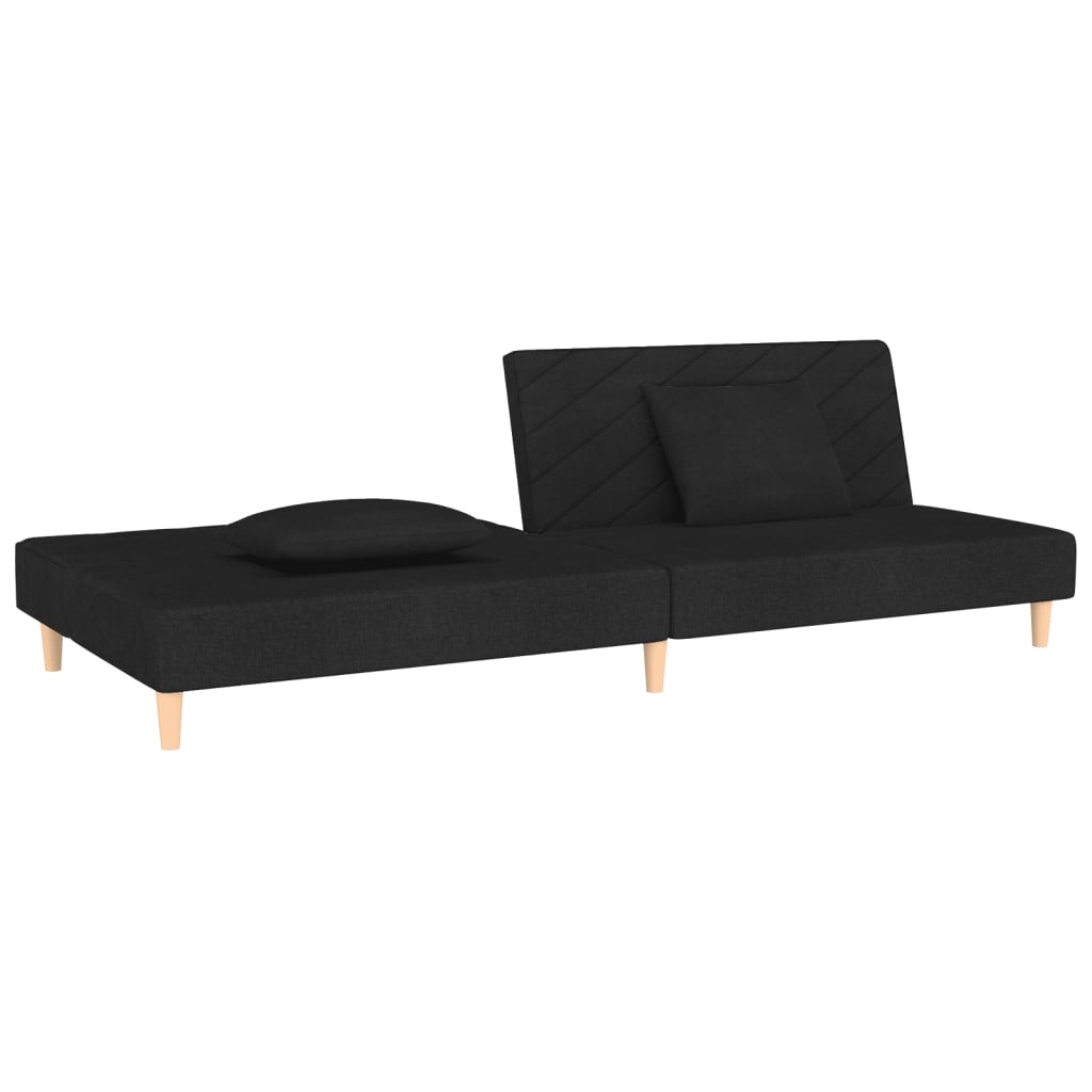 Sofá-cama 2 lugares com duas almofadas tecido preto