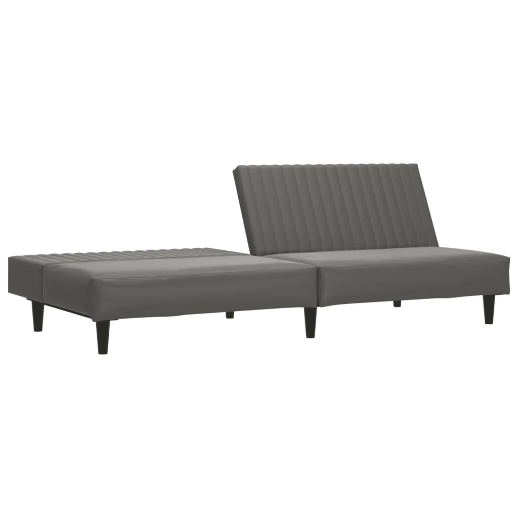 Sofá-cama de 2 lugares couro artificial cinzento