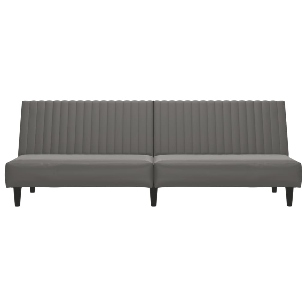 Sofá-cama de 2 lugares couro artificial cinzento