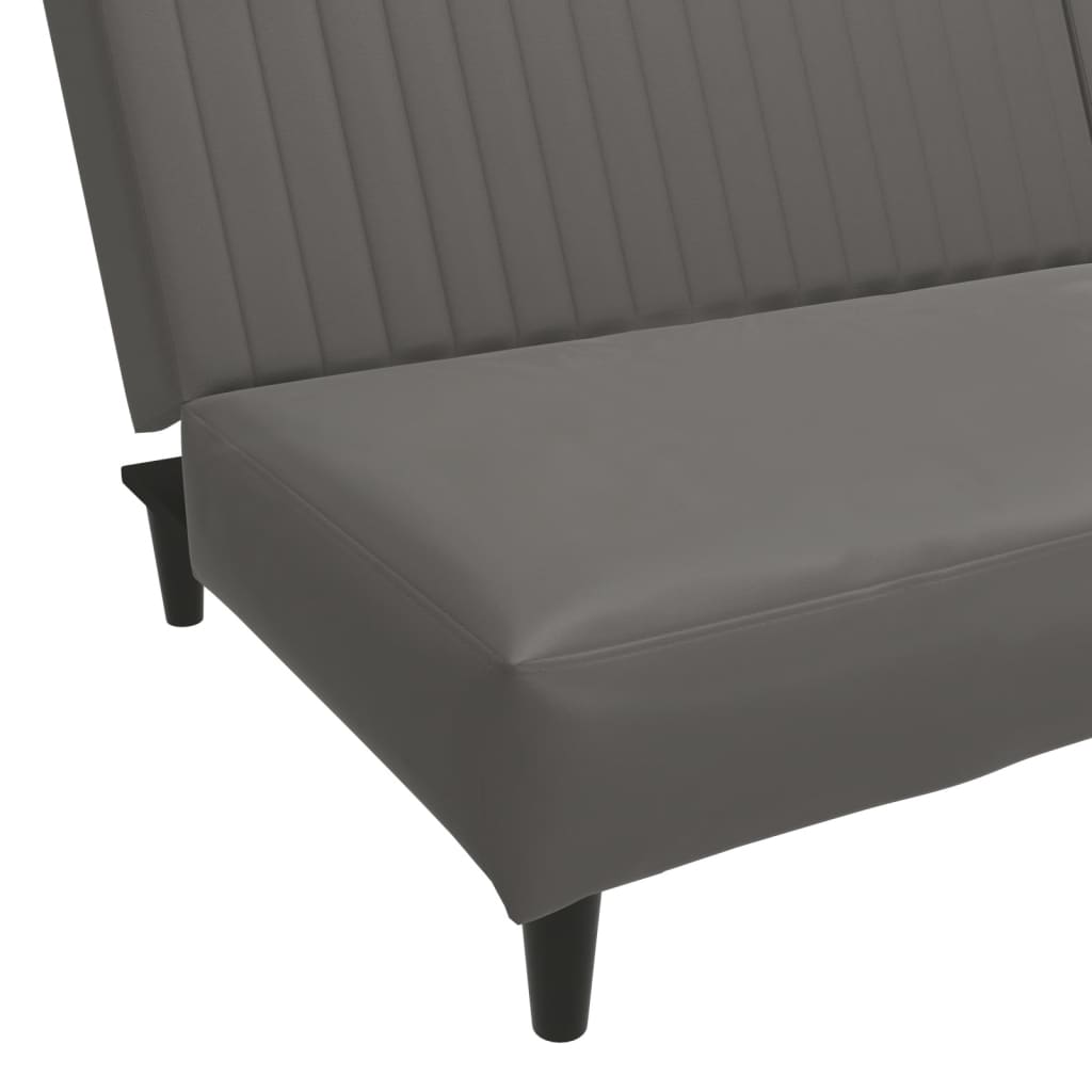 Sofá-cama de 2 lugares couro artificial cinzento