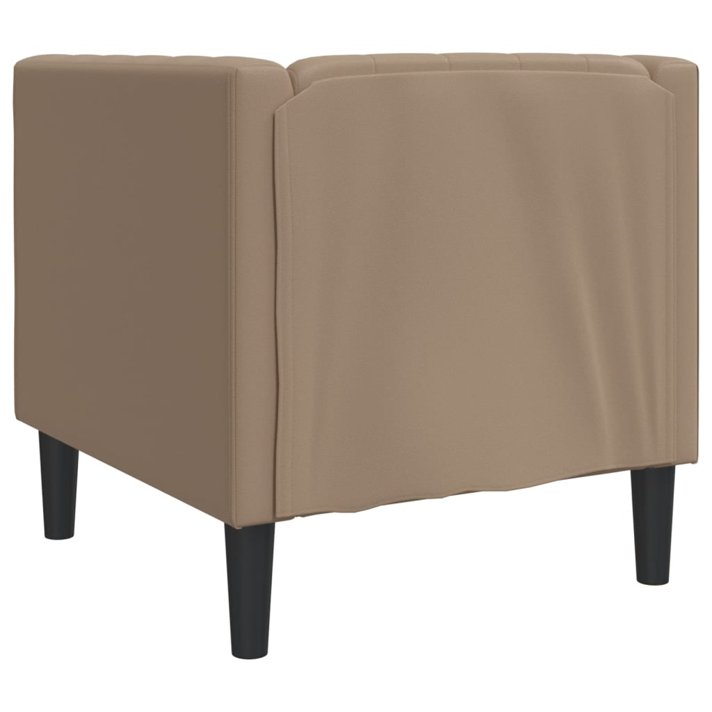 Sofá chesterfield couro artificial cappuccino