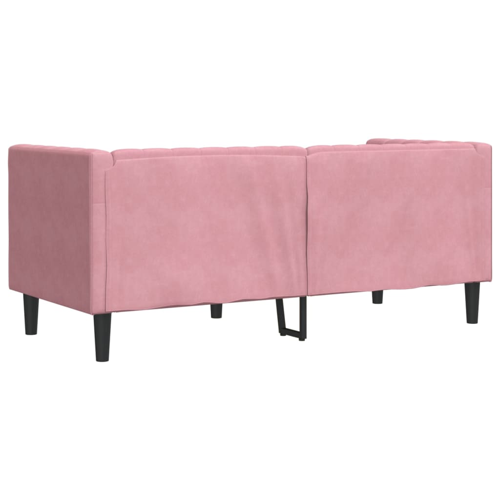 Sofá chesterfield com rolos 2 lugares veludo rosa