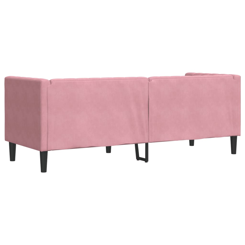 Sofá chesterfield com rolos 3 lugares veludo rosa