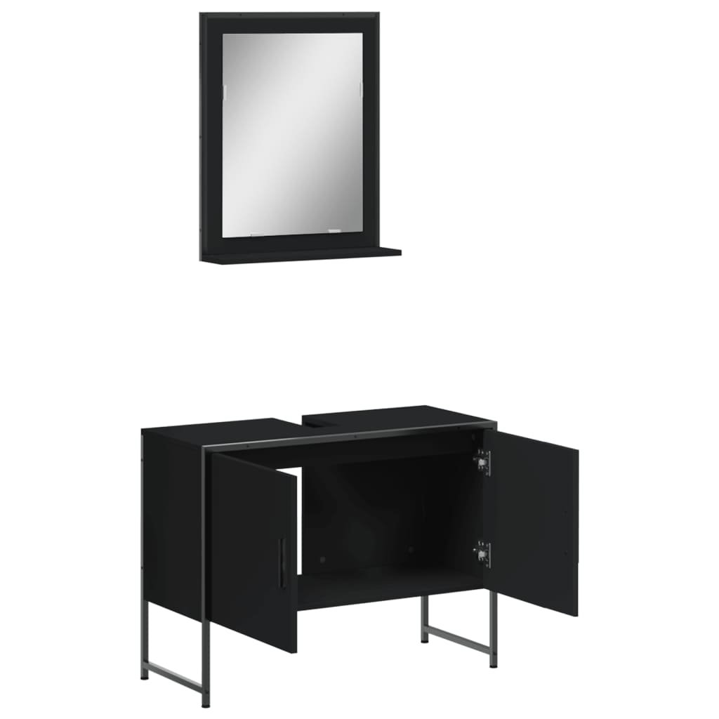 2 pcs conjunto móveis casa de banho derivados de madeira preto