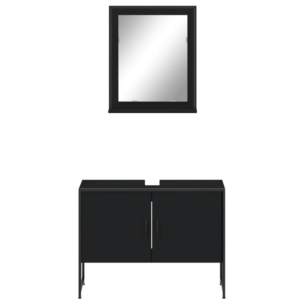 2 pcs conjunto móveis casa de banho derivados de madeira preto