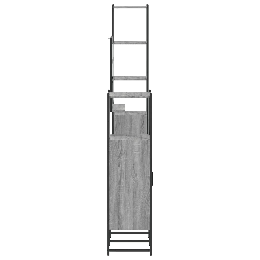 4 pcs conj. móveis casa de banho derivados madeira cinza sonoma