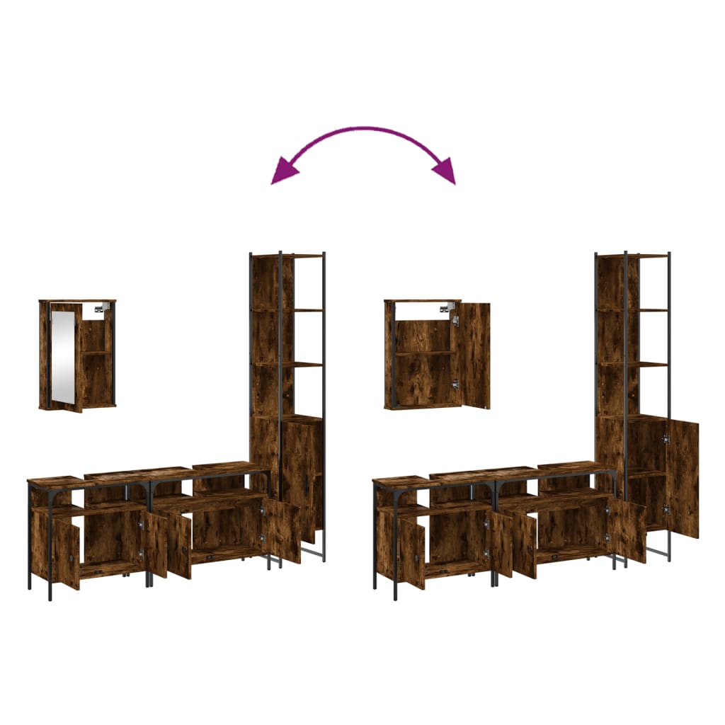 4pcs conjunto de móveis WC derivados de madeira carvalho fumado