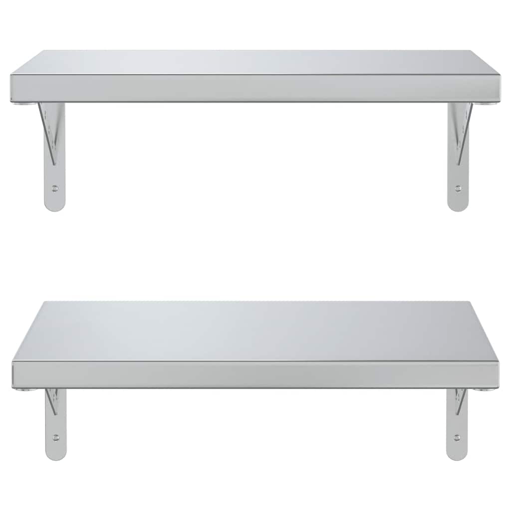 Prateleiras de parede 2 pcs 50x30 cm aço inoxidável prateado