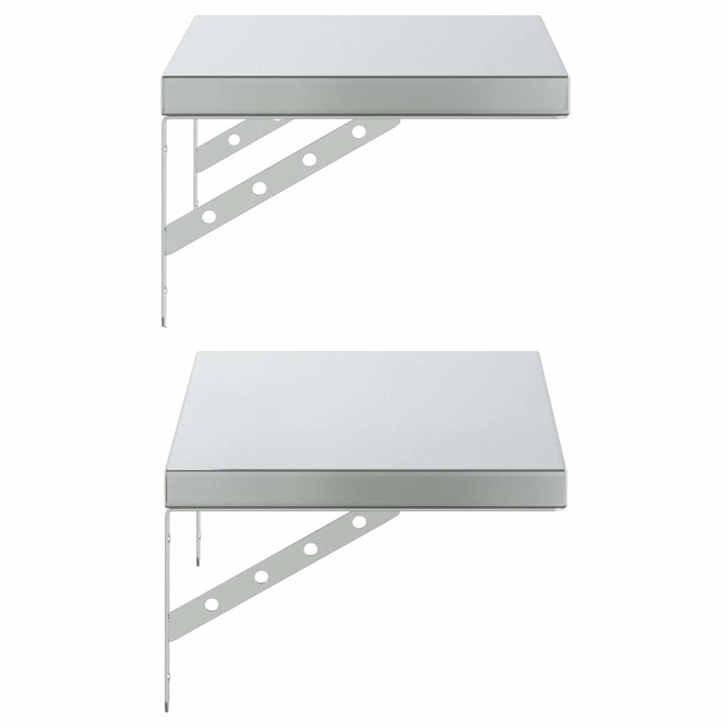Prateleiras de parede 2 pcs 50x30 cm aço inoxidável prateado