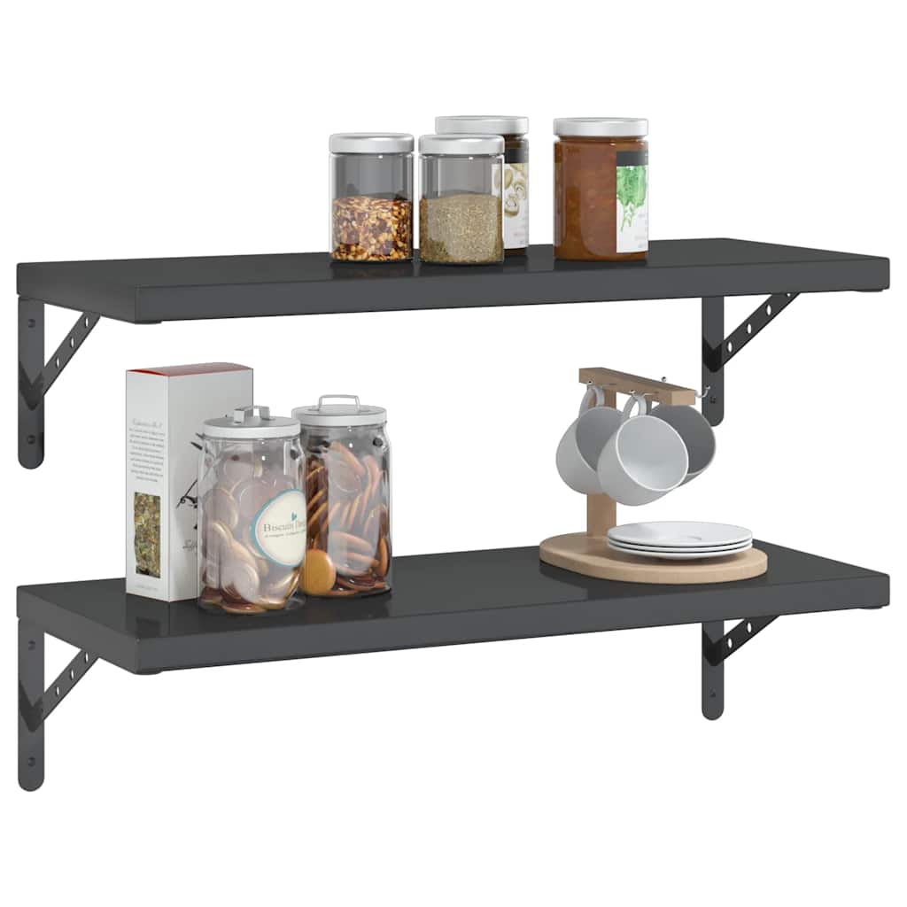 Prateleiras de parede 2 pcs 75x30 cm aço inoxidável prateado