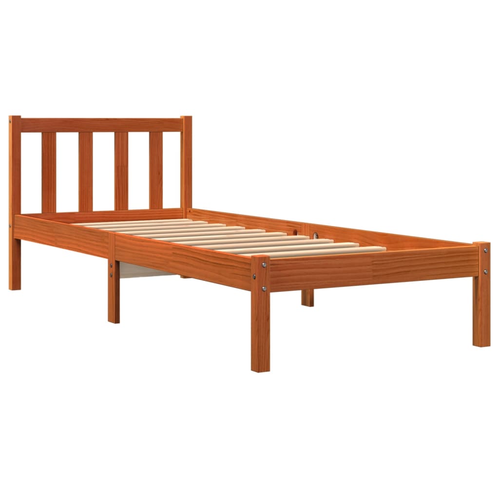 Cama sem colchão 90x190 cm madeira de pinho maciça castanho-mel