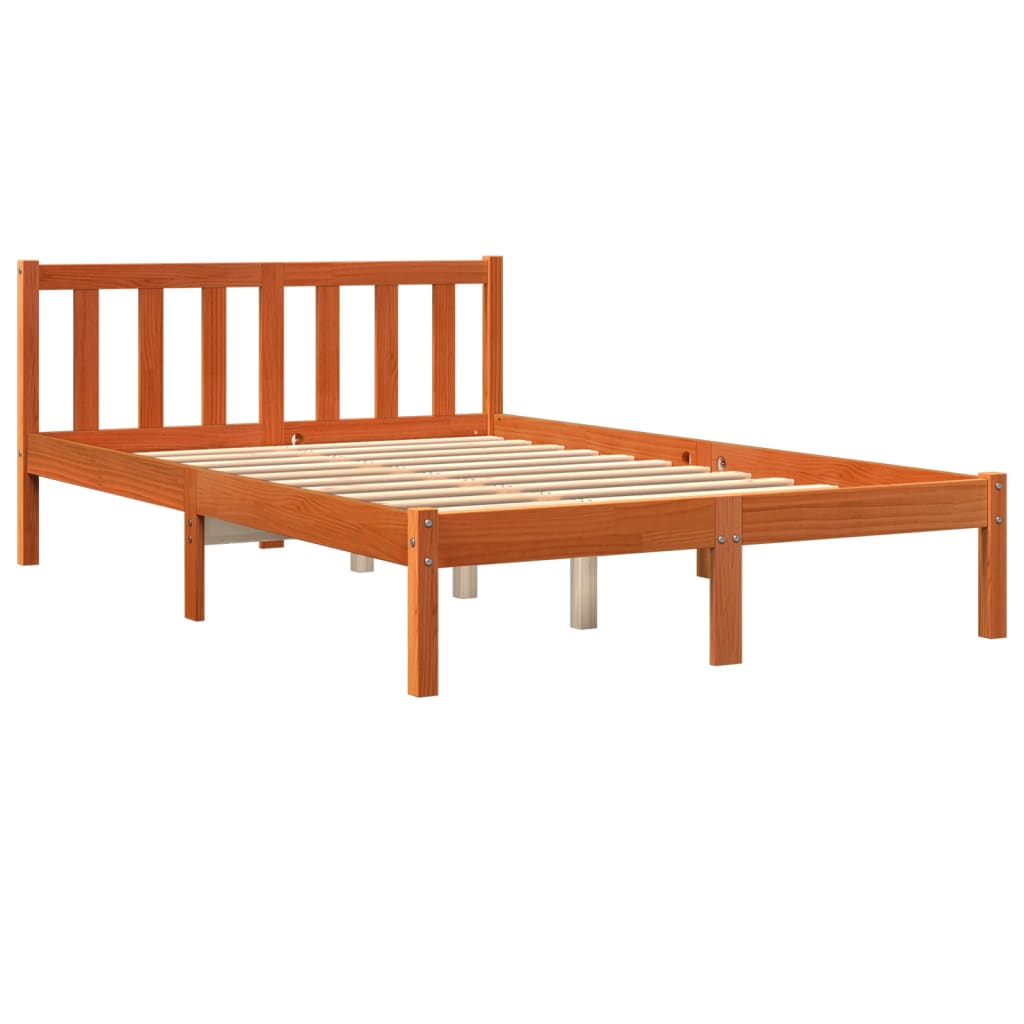 Cama sem colchão 120x190 cm madeira pinho maciça castanho-mel